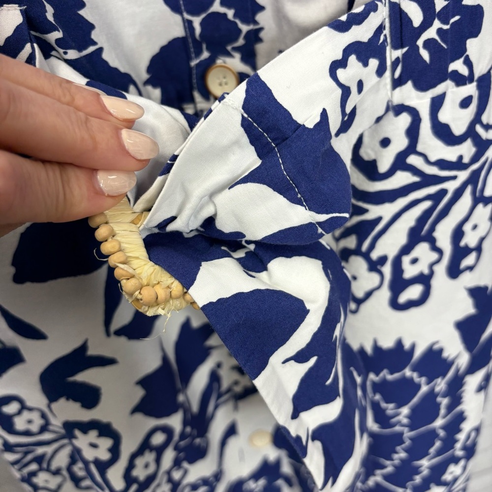 ZARA WOMAN FLORAL PRINT MIDI DRESS BELTED BLUE WHITE 3401/243 - Picture 7 of 10